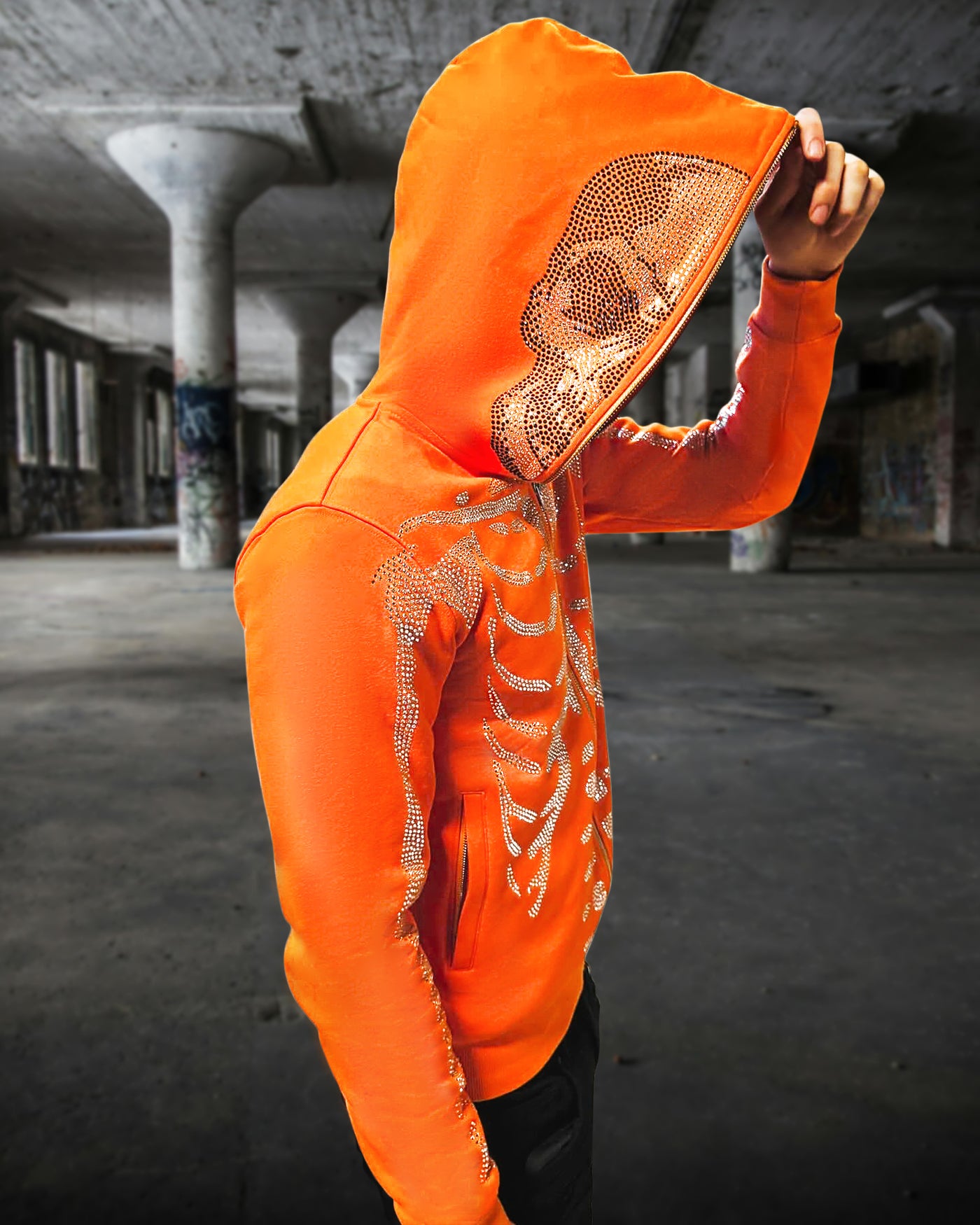 Orange skeleton hoodie